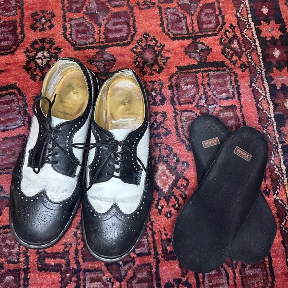 VTG Dr. Martens 3989 Black White Wingtip Brogue Shoes England Men 10, W 11.5 main image 4
